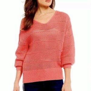 TOMMY BAHAMA Channel Isle 100% Cotton Open knit Sweater Women's  L Coral.